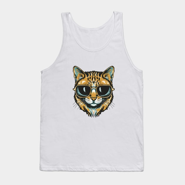 Head of Cat with Sunglasses Tank Top by byNIKA